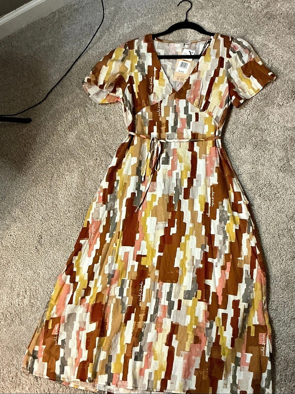 Scotch & Soda Relaxed Linen Blend Ankle Length Tie Dress Tie Dress, Brown &